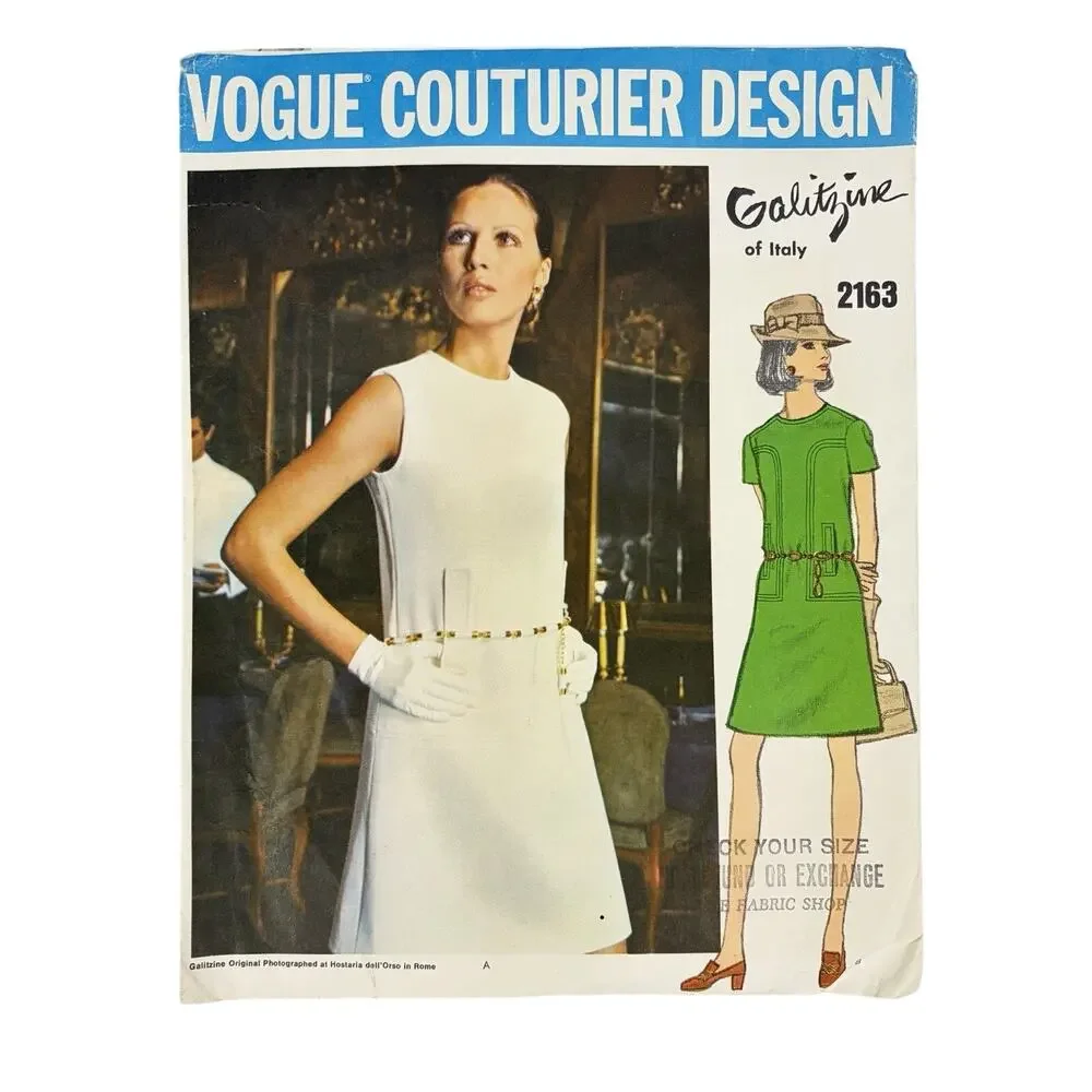 1960s Vogue Couturier Design 2163 Galitzine Italy Mod Dress Size 10